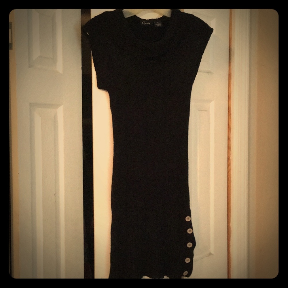 Black, cowl neck, sweater dress